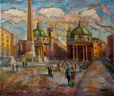 Verso Piazza del Popolo 2010 olio 50x60